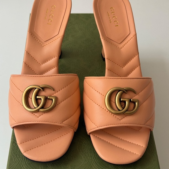size 40 - GUCCI GG MARMONT DOUBLE G Sandals slide peach pink - Picture 2 of 9